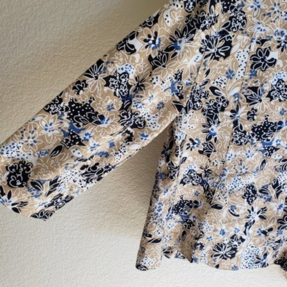 Christopher & Banks Linen/Rayon Blend Jacket Blazer Floral size S Resort Boho - Picture 5 of 12